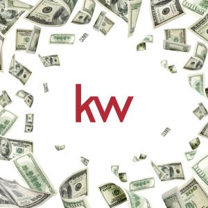 Keller Williams logo surrounded by hundred-dollar bills