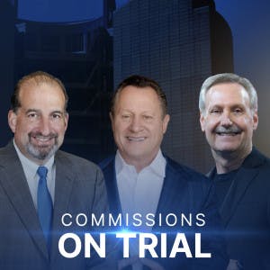 Commissions on trial logo with Bob Goldberg, Gino  Blefari and Gary Keller