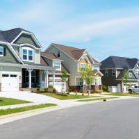 A row of newer suburban homes