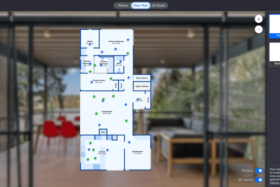 An interactive floor plan on a home listing
