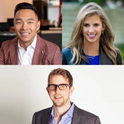 Clockwise from top left: Jared Blank, Kacey Bingham and Jay Hebb, Managing Partners, The Agency Boulder.