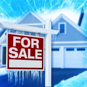 Freezing For Sale Sign and House