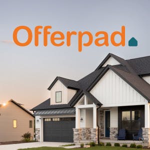 The Offerpad logo and a suburban home.