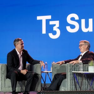 Jack Miller, CEO of T3 Sixty, and Andy Florance, CEO of CoStar, on stage at the T3 Summit.