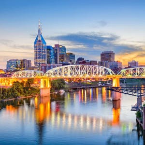 The Nashville, TN skyline.