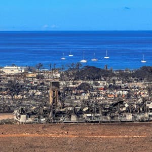 The Maui community of Lahaina in the aftermath of devastating wildfires.