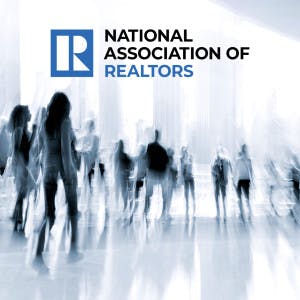 The National Association of Realtors and a crowd of people walking away