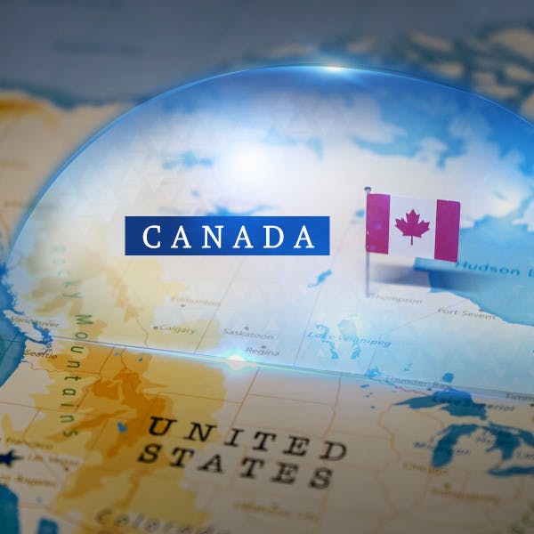 Canada bans foreign home purchases: Bubble covering map of Canada