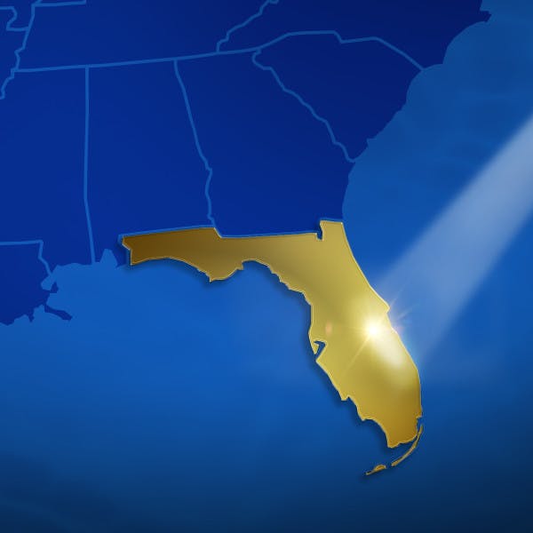 A map of the southeastern US with a spotlight on Florida.