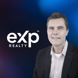 eXp Realty logo and Jason Gesing, former CEO and board member.