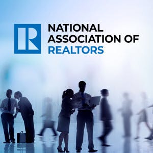 National Association of Realtors logo and silhouettes of business people