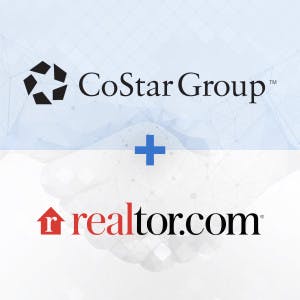 CoStar + Realtor.com logos over image of handshake