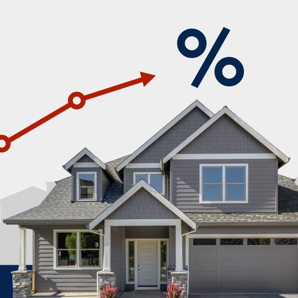 House with arrow going upwards and percentage sign