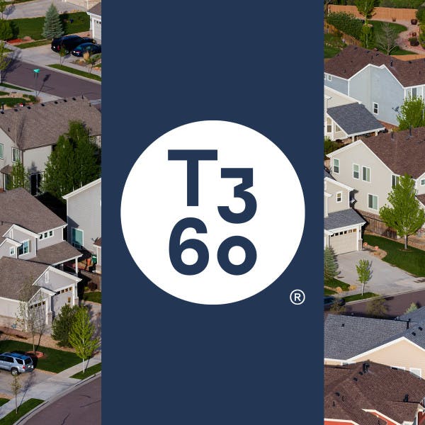 The T3 Sixty logo against a backdrop of houses.
