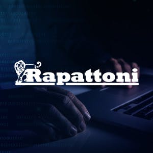 hands on a computer keyboard and Rapattoni logo
