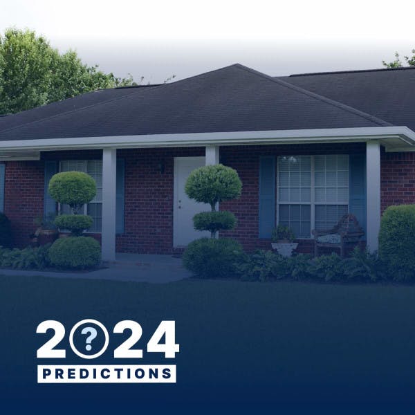 "2024 Predictions" and a suburban home.