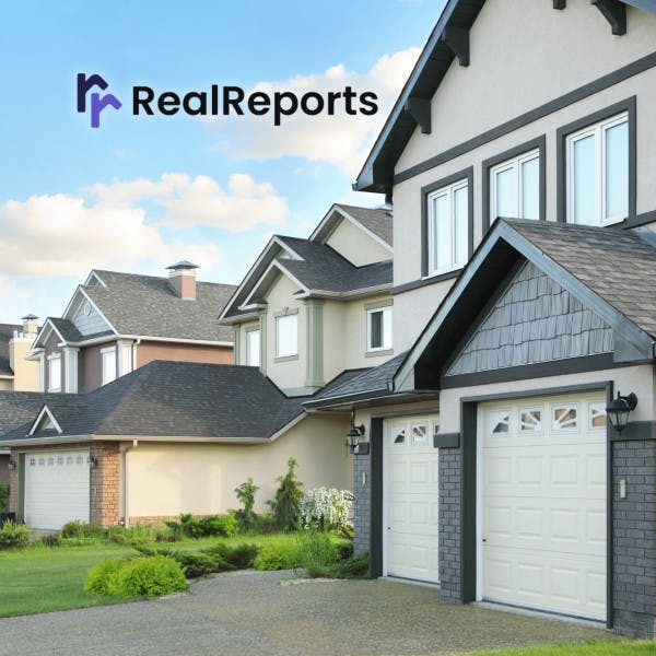 RealReports logo and a row of suburban homes