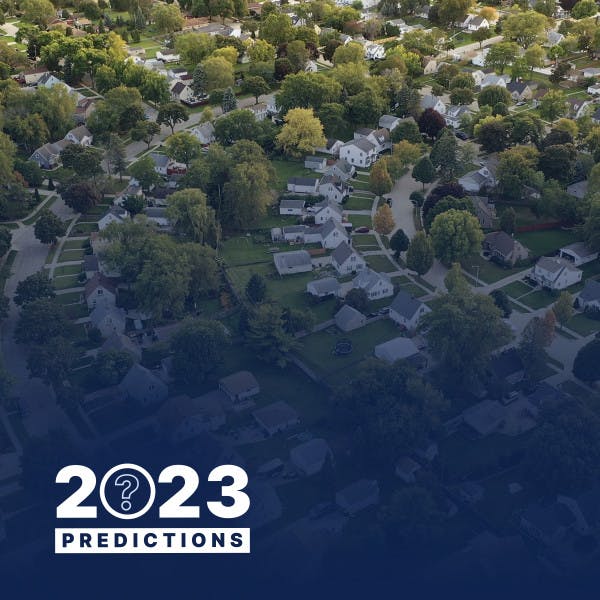 Bright MLS 2023 predictions and aerial view of houses