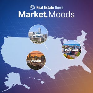 Market Moods U.S. map with Omaha, Austin and Portland highlighted