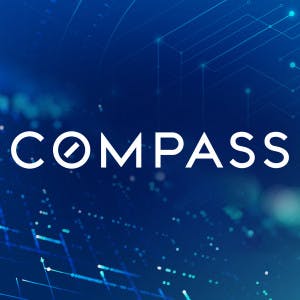 The Compass logo against a backdrop of interconnected lines and nodes.