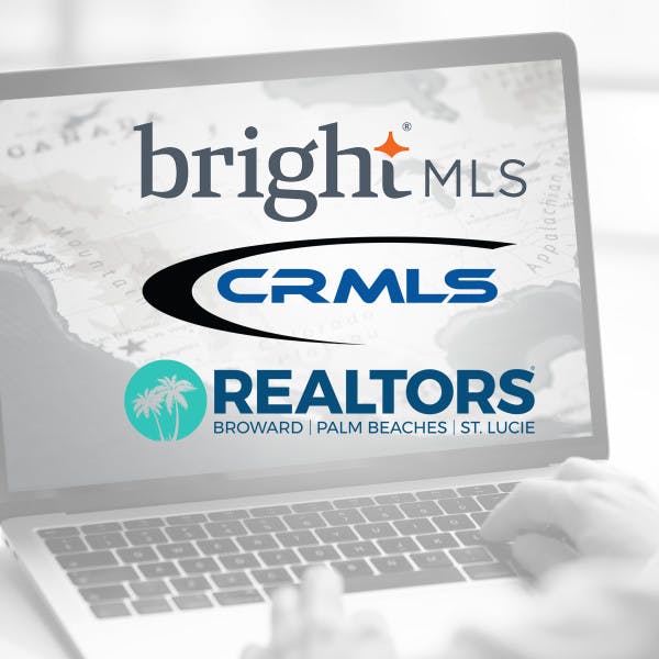 Bright MLS, CRMLS and REALTORS logos with laptop image