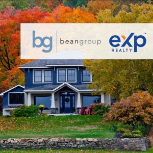 Bean Group and eXp logos with a New England home in the background.