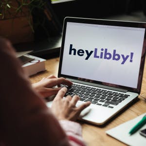HeyLibby logo on a computer screen