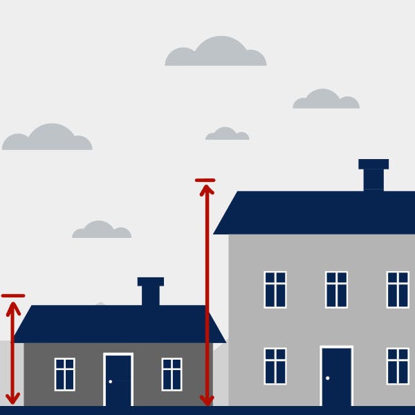Illustration of two houses sized as small and large.