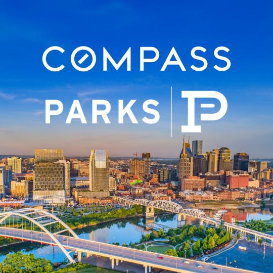 Compass and Parks Real Estate logos against the Nashville skyline